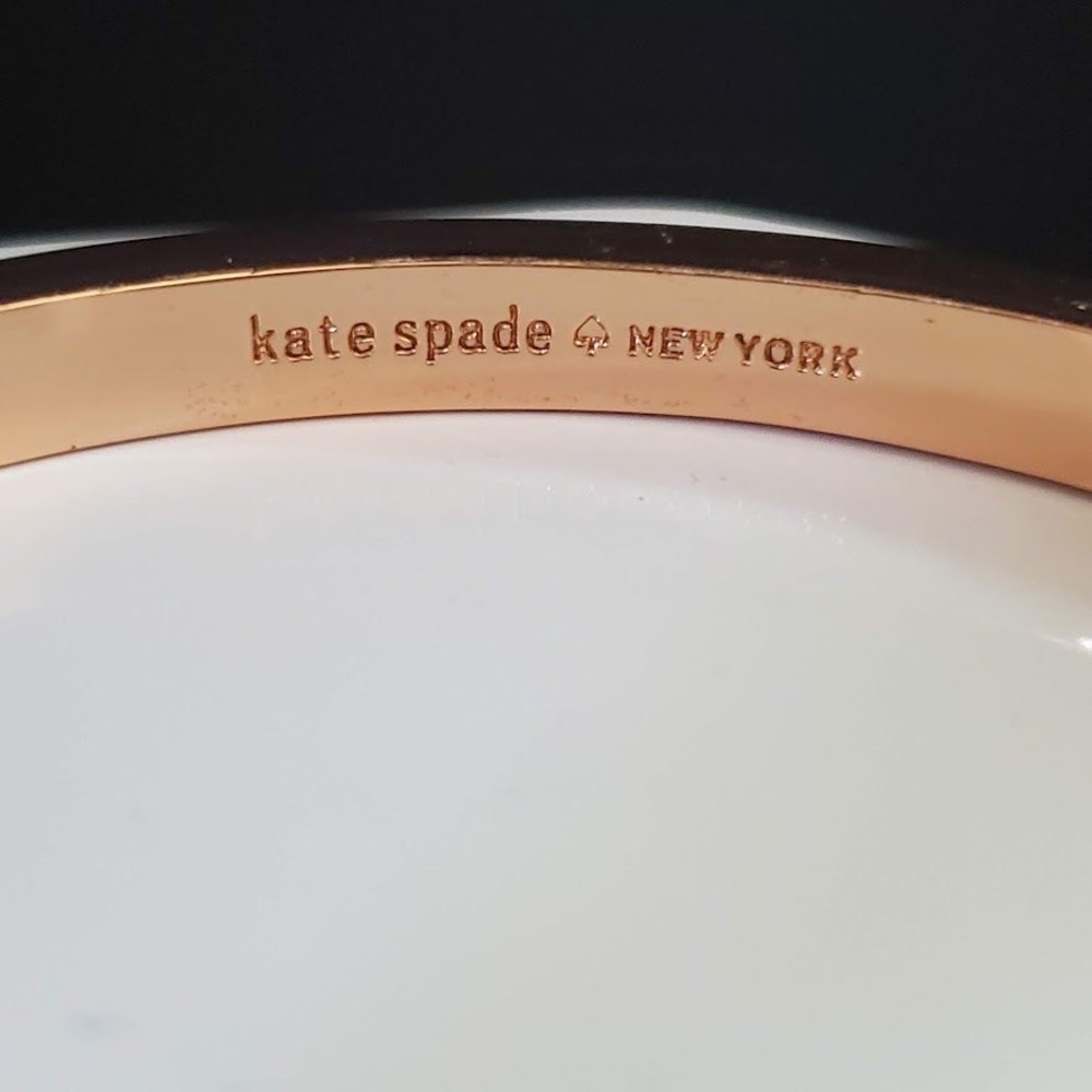 Kate Spade Ready Set Bow Hinged Bangle Bracelet Rose Gold with Pave Bow Signed - Picture 6 of 11